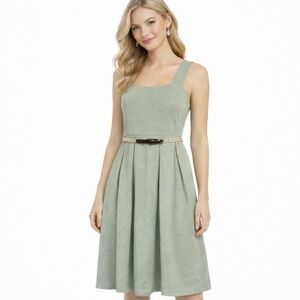 Altar'd State Sage Green Belted Midi Dress A-line Size S NWT
